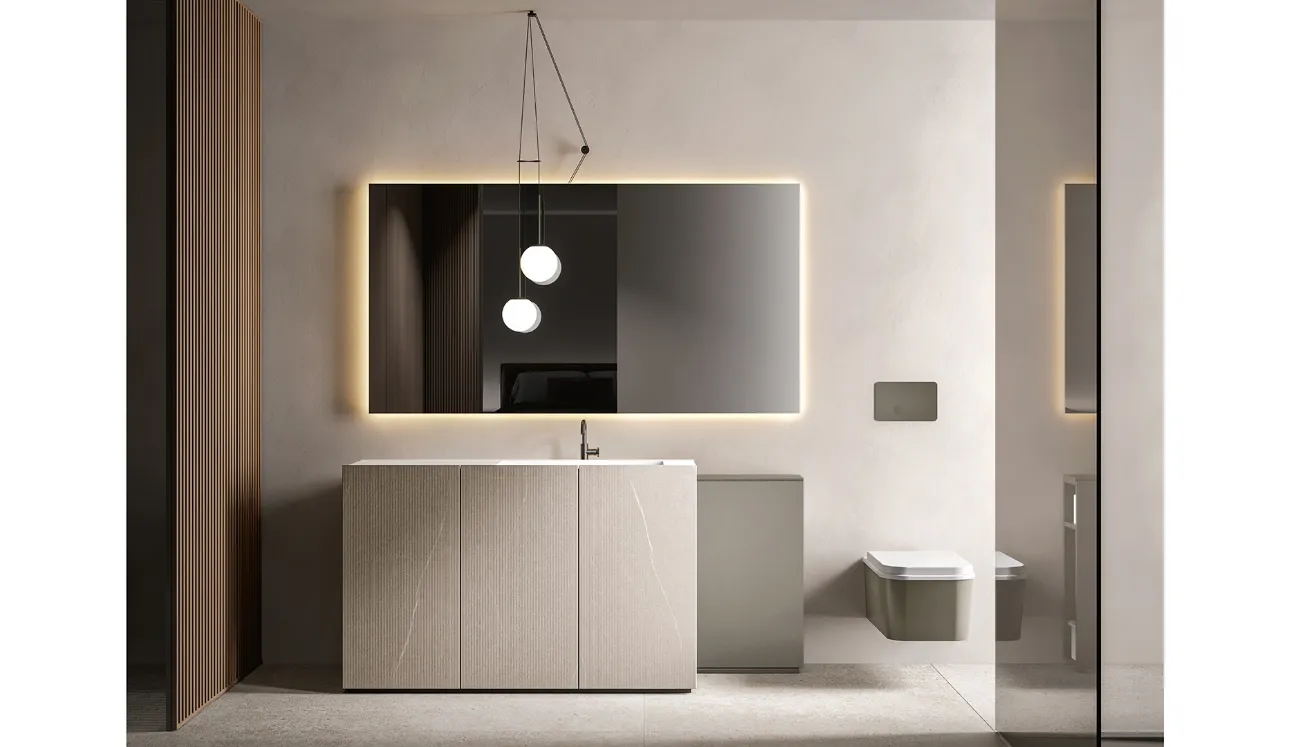 Mobile da Bagno a terra Hexis 2334 in nobilitato Rigato Bretagna di Edoné