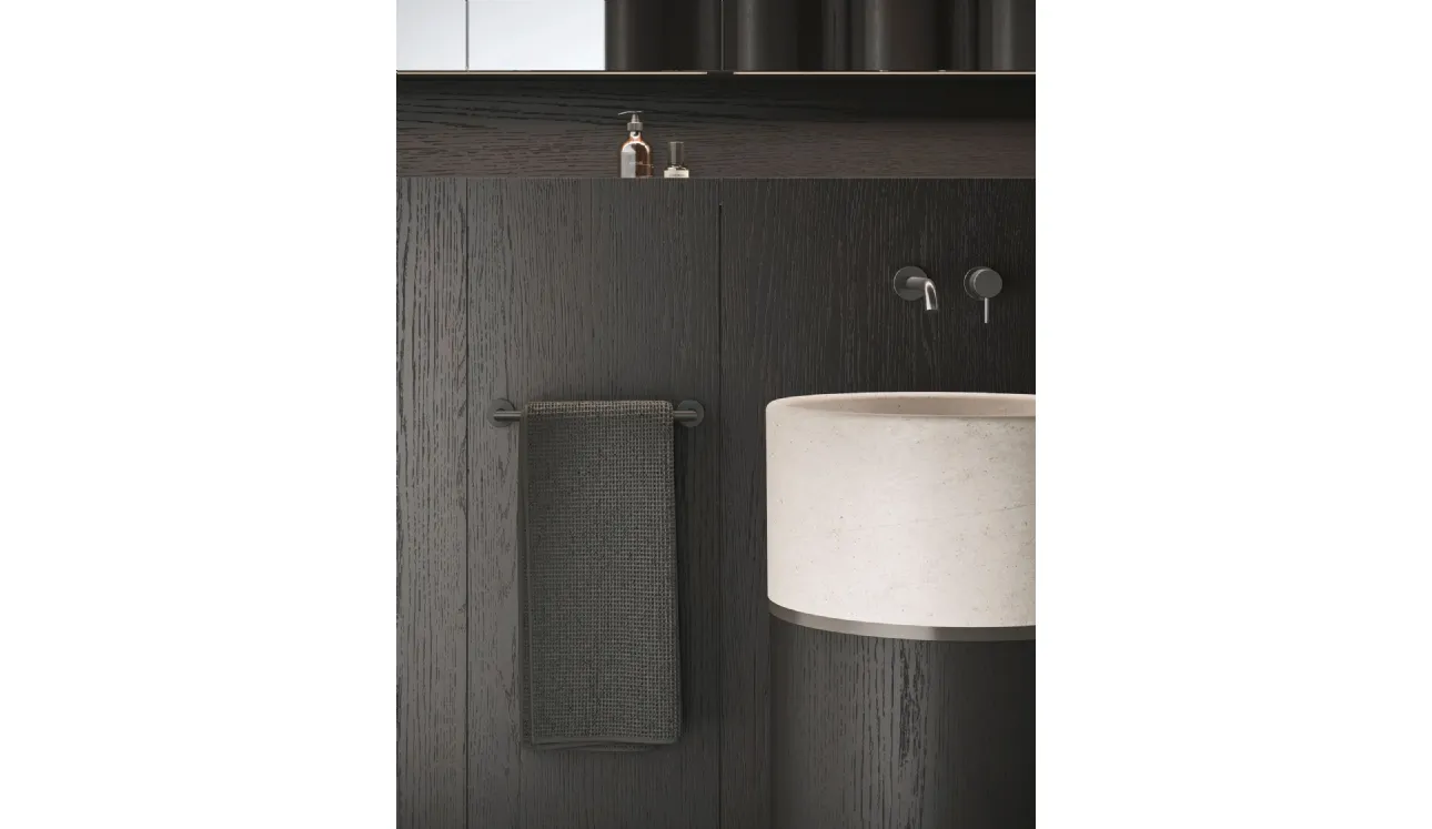 Lavabo Verticale in Rovere Carbone e Marmo Roma 24 04 di Milldue