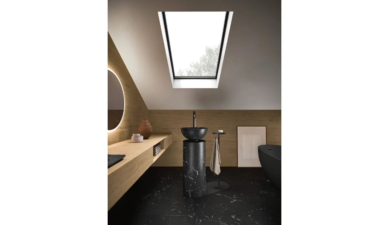 Lavabo a terra in marmo nero Marquinia 24 03 di Milldue