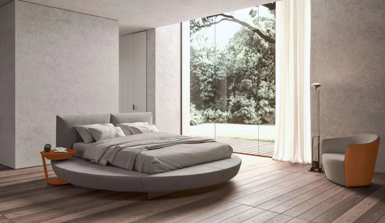 Letto di design circolare in pelle Zero di Presotto