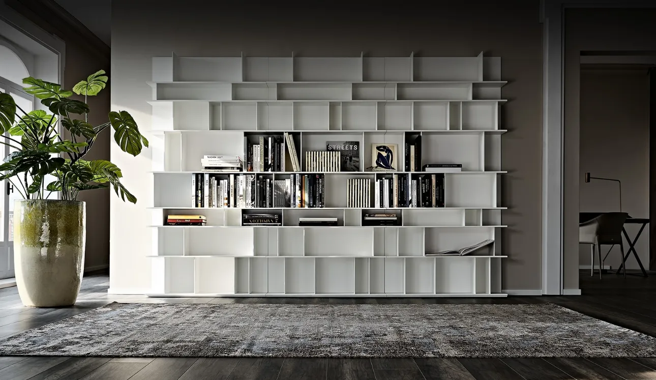 Libreria a muro in MDF laccato bianco Wally di Cattelan Italia