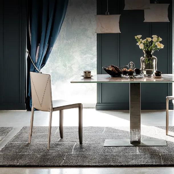 Tavolo Elvis Keramik rettangolare con piano in ceramica effetto marmo Elvis Keramik di Cattelan Italia