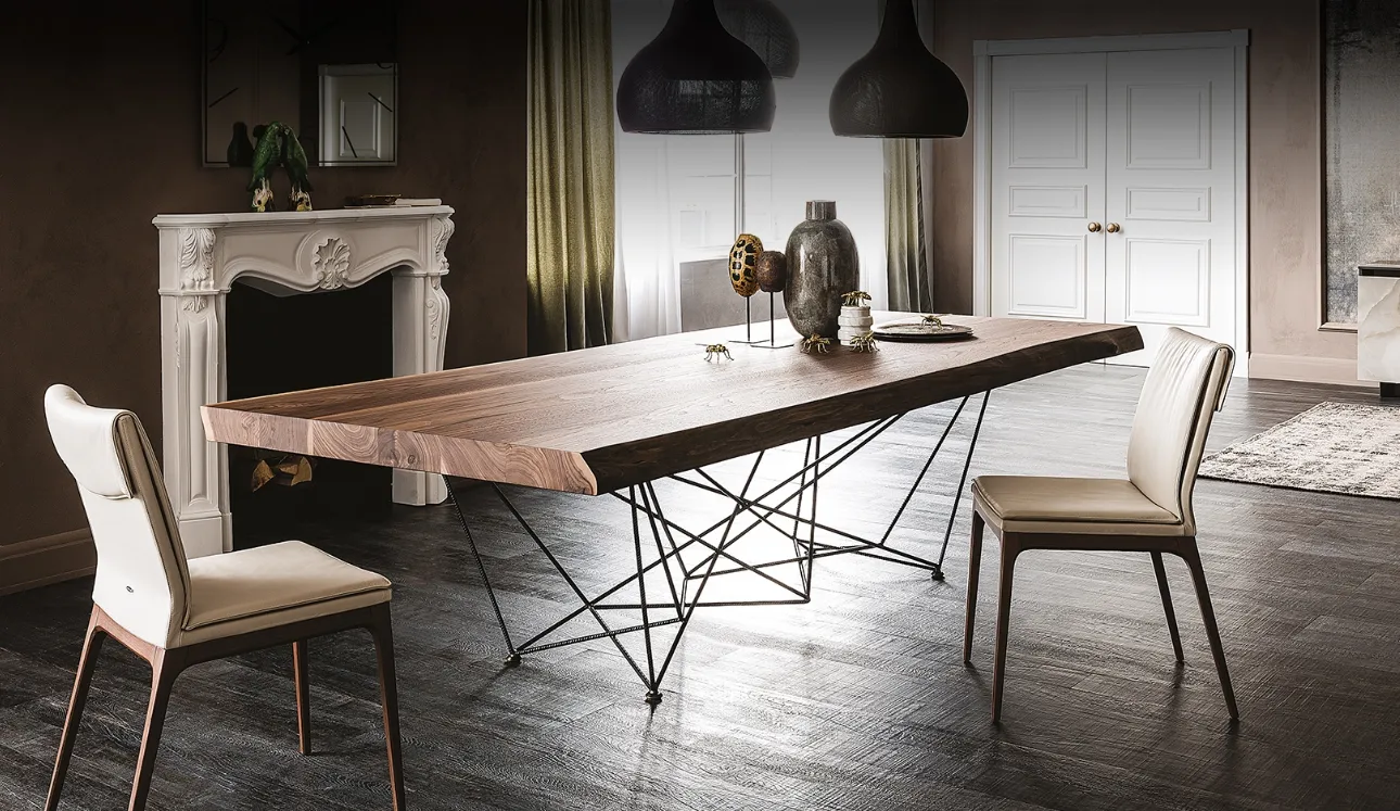 Tavolo con piano in legno di noce massello con bordi irregolari Gordon Deep Wood di Cattelan Italia