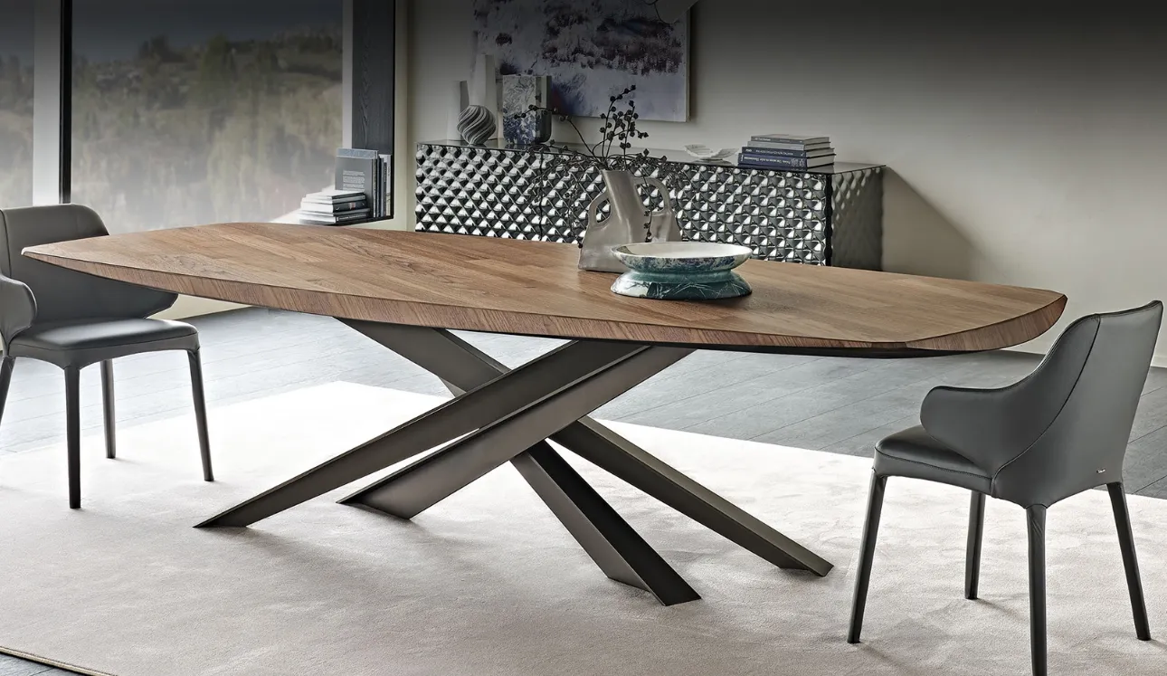 Tavolo rettangolare con piano in legno pregiato Lancer Wood di Cattelan Italia