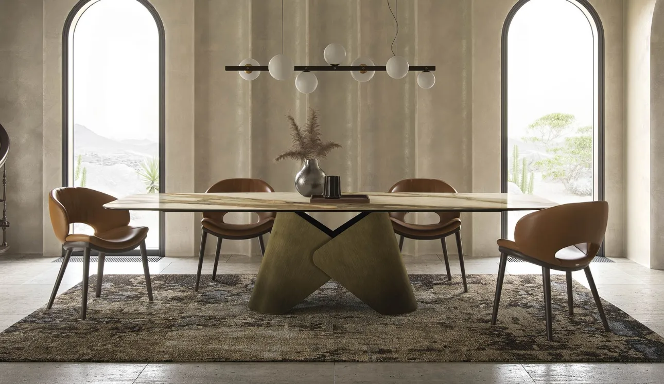 Tavolo in ceramica con base in metallo Scott Keramik di Cattelan Italia