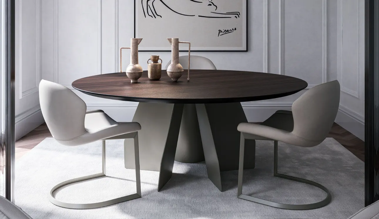 Tavolo con top in legno Senator Round di Cattelan Italia