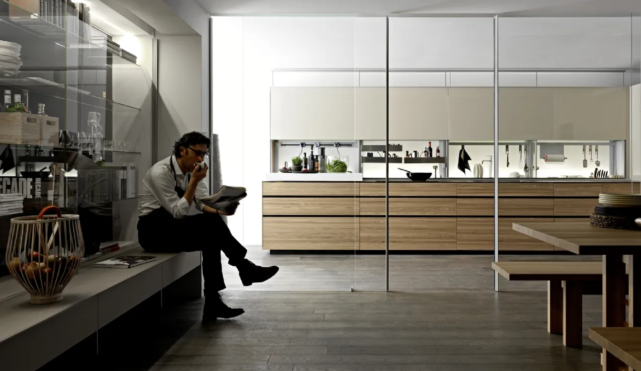 Cucina Design ad angolo Artematica Olmo Tattile di Valcucine